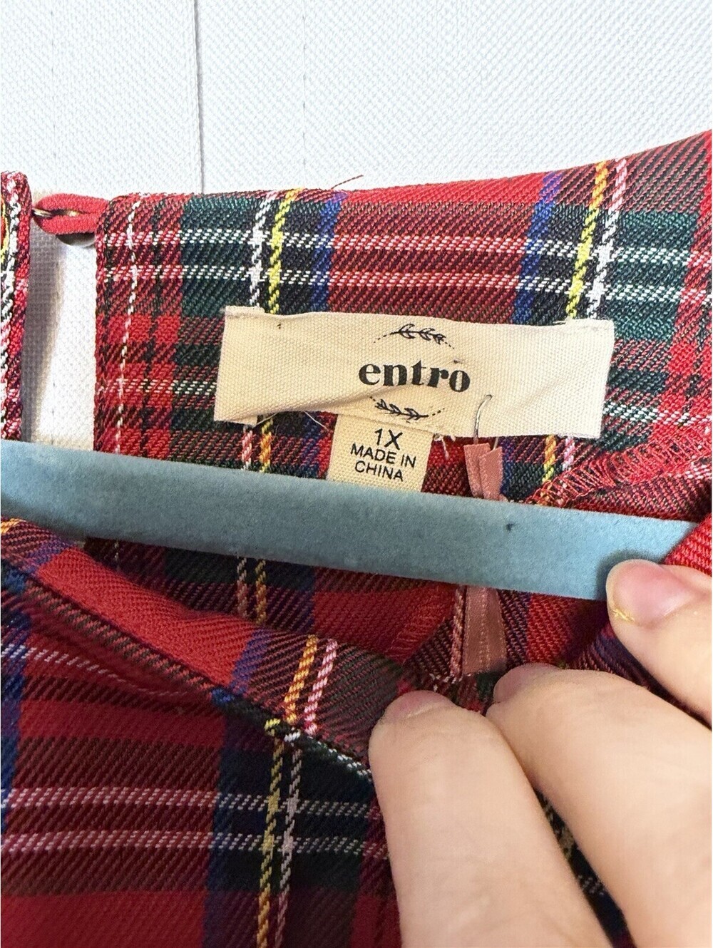 NWT Entro Judy Puff Sleeve Red Plaid Ruffle Tiered Mini Dress Size 1X Retail $78 - Picture 5 of 9